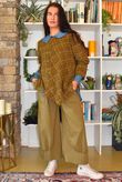 Heritage Needlecord Plaid Swing Top Mucky Olive & Camel